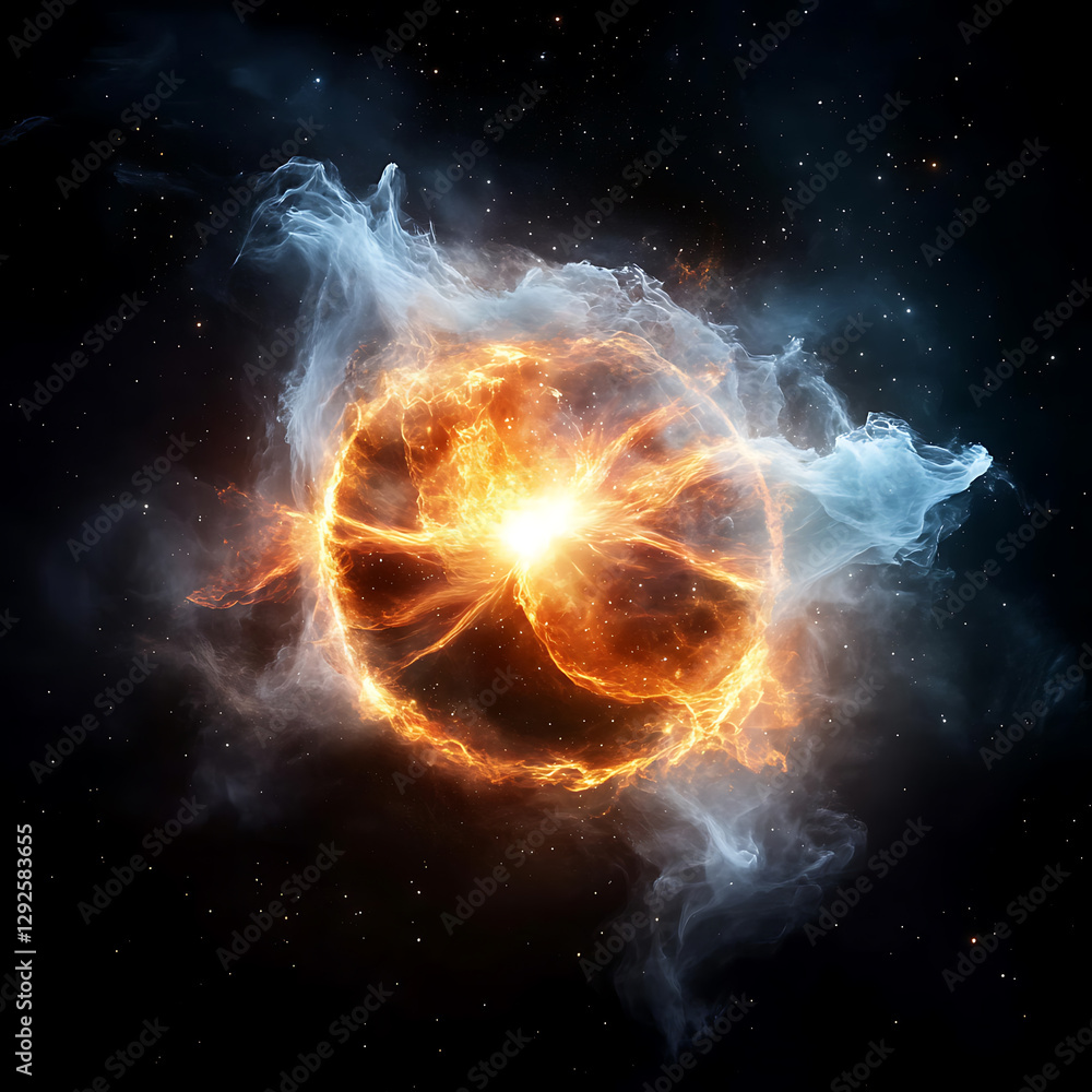 Wall mural celestial explosion event in outer space cosmic phenomenon digital art universe abstract view energy