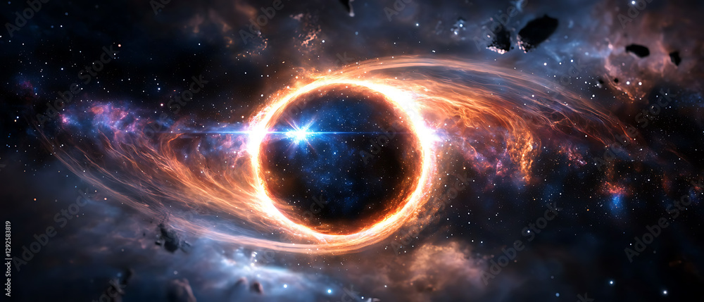 Sticker cosmic vortex formation outer space digital artwork nebula environment wide angle view galactic phen
