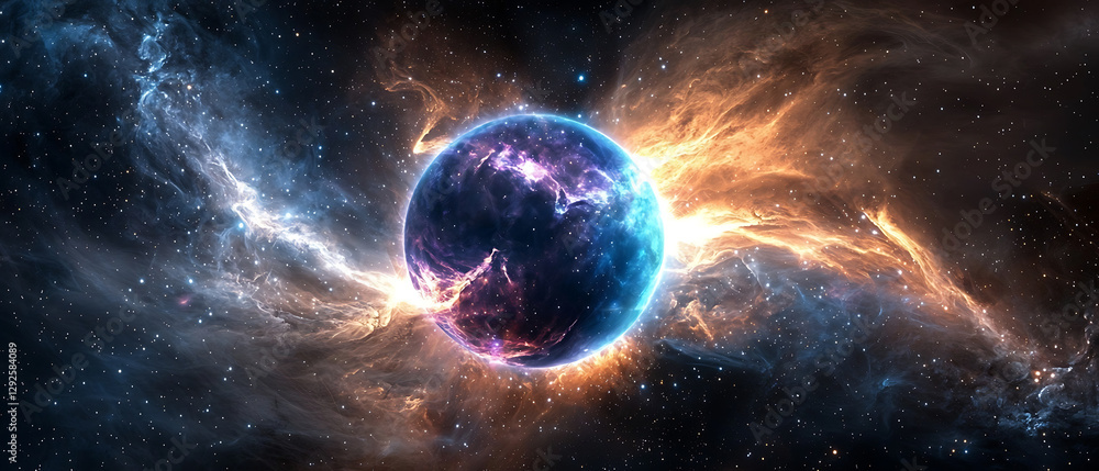 Wall mural galactic explosion dynamic cosmic event outer space digital art nebula view universe concept