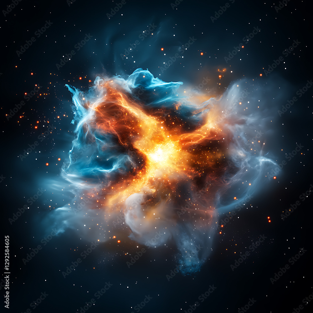 Sticker explosive cosmic nebula formation outer space digital art universe wide-angled view astronomical con