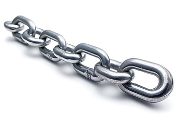 Obraz premium Steel Chain Link Against White Background