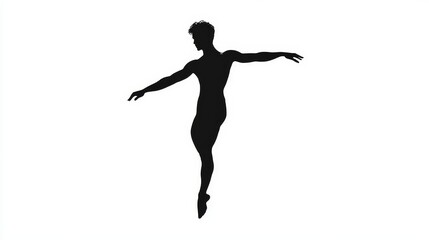 Fototapeta premium a black silhoutte of a male balet dancer. 