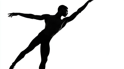 a black silhoutte of a male balet dancer. 