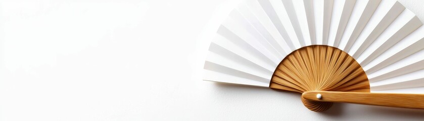 Elegant White Hand Fan on a Neutral Background
