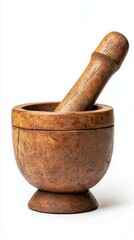 Wooden Mortar and Pestle Culinary Tool for Grinding Herbs and Spices in Cooking and Food Prep