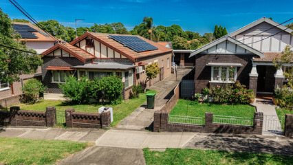 Old Restored Federation Suburban Sydney Double Brick with terrecotta Roof tiles timber window frames  in western Sydney  NSW Australia