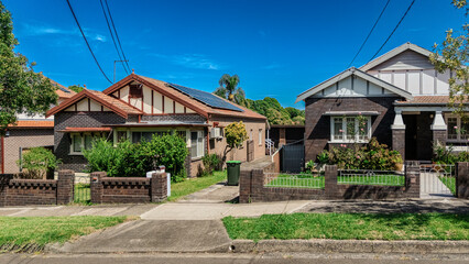 Old Restored Federation Suburban Sydney Double Brick with terrecotta Roof tiles timber window frames  in western Sydney  NSW Australia