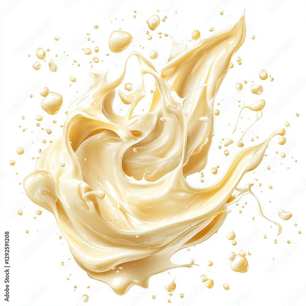 Aufkleber creamy liquid splash on white background with high detail and dynamic motion capturing the essence o