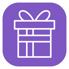 Minimalist Line Art Circular Gift Box Wrapped with Ribbon Icon