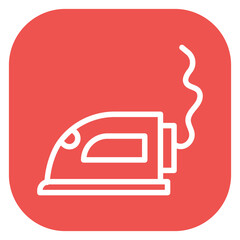 Minimalist Line Art Circular Classic Iron with Steam Icon