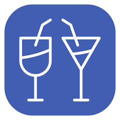 Minimalist Line Art Circular Wine Glass and Martini Glass Icon