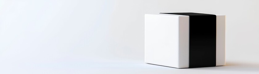 Minimalist White Box with Black Band Enhancing its Sleekness and Modern Appeal on Neutral Backdrop