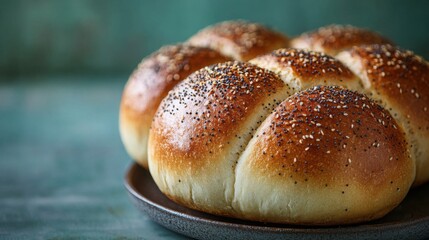 Delicious Homemade Poppy Seed and Sesame Seed Rolls Artisan Bread Bakery Food Photography