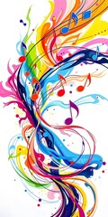  Spiraling Abstract Music Notes in Vibrant Colors Representing Energy and Sound