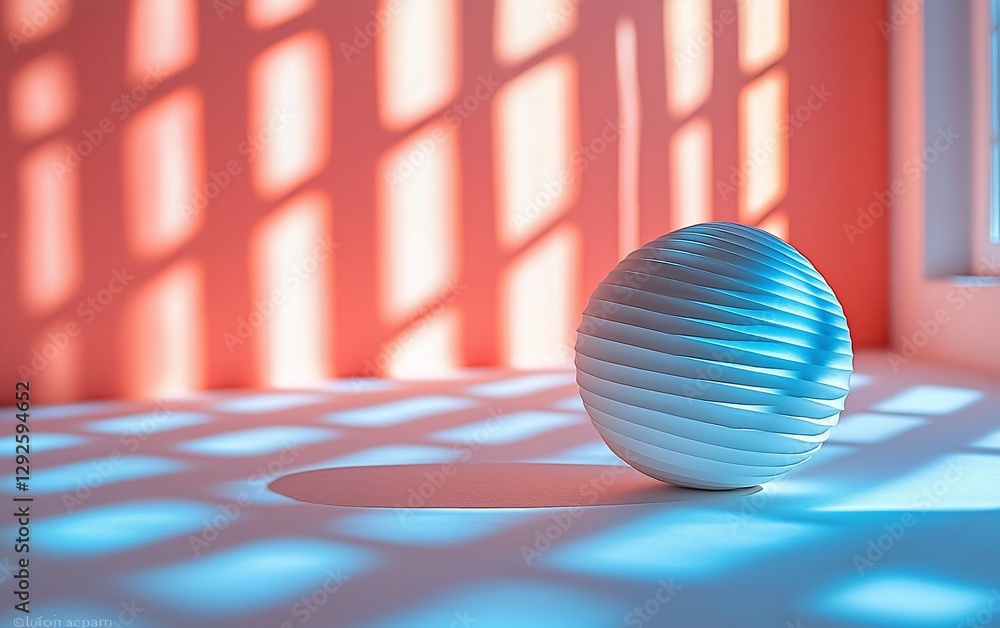 Poster abstract sphere in a room with patterned shadows