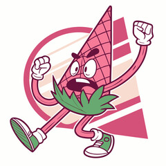 Funny Pink Cone Mascot - Expressive and Unique Illustration