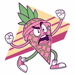 Funny Pink Cone Mascot - Expressive and Unique Illustration