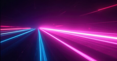 Fototapeta premium Dynamic light trails abstract space digital art night perspective
