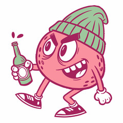 Funky Cartoon Blob with Bottle - Cool and Playful Vector Design