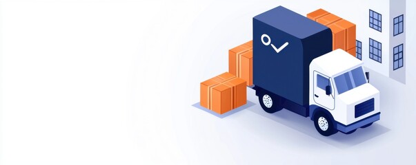 Delivery truck with cargo and containers