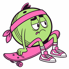 Cool Skater Ball Character - Funky Cartoon Vector Design