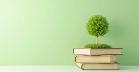 Books and plant life green environment still life serenity