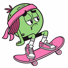 Cool Skater Ball Character - Funky Cartoon Vector Design