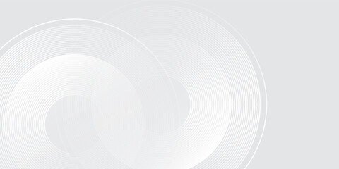 Fototapeta premium White glowing geometric lines on gray background. Modern shiny blue circle lines pattern. Futuristic technology concept. Suit for cover illustration abstract simple vector