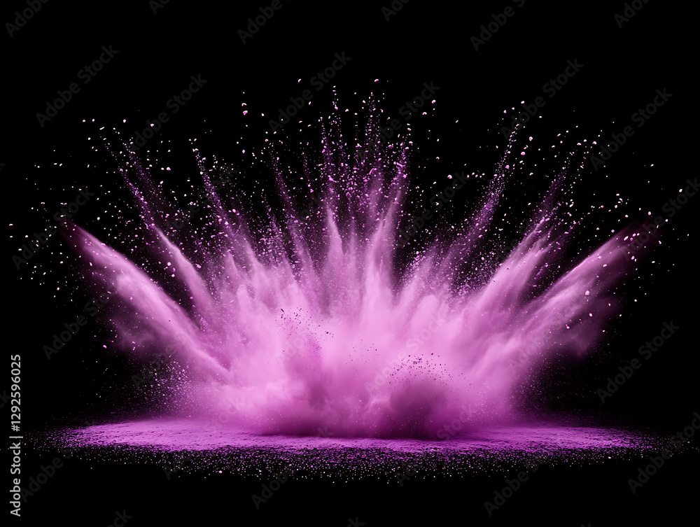 Poster dynamic pink explosion studio setting visual effect dark background close-up artistry concept