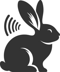 Rabbit listening to distant sounds animal vector silhouette