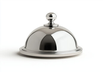 Sleek chrome cloche with elegant design, perfect for serving dishes and enhancing dining experiences. stylish addition to any table setting
