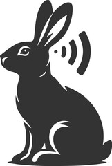 Rabbit listening to distant sounds animal vector silhouette