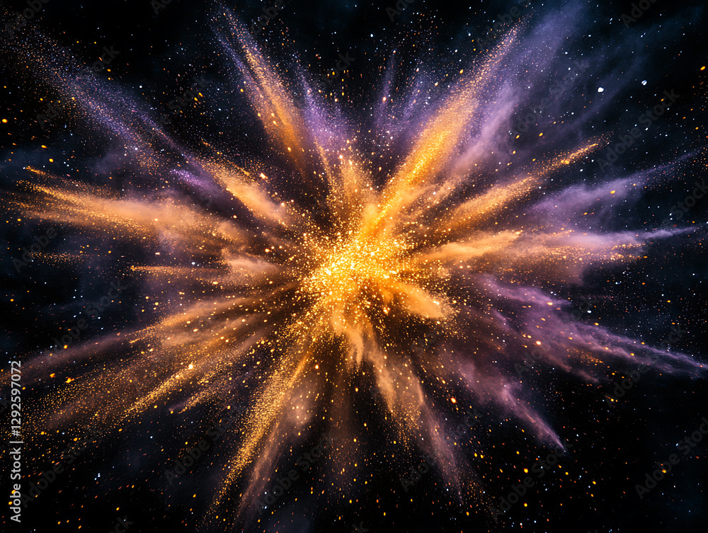 Poster explosive colorful cosmic burst outer space digital art nebula environment wide-angle view abstract 