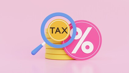 Financial tax analysis concept. 3d illustration