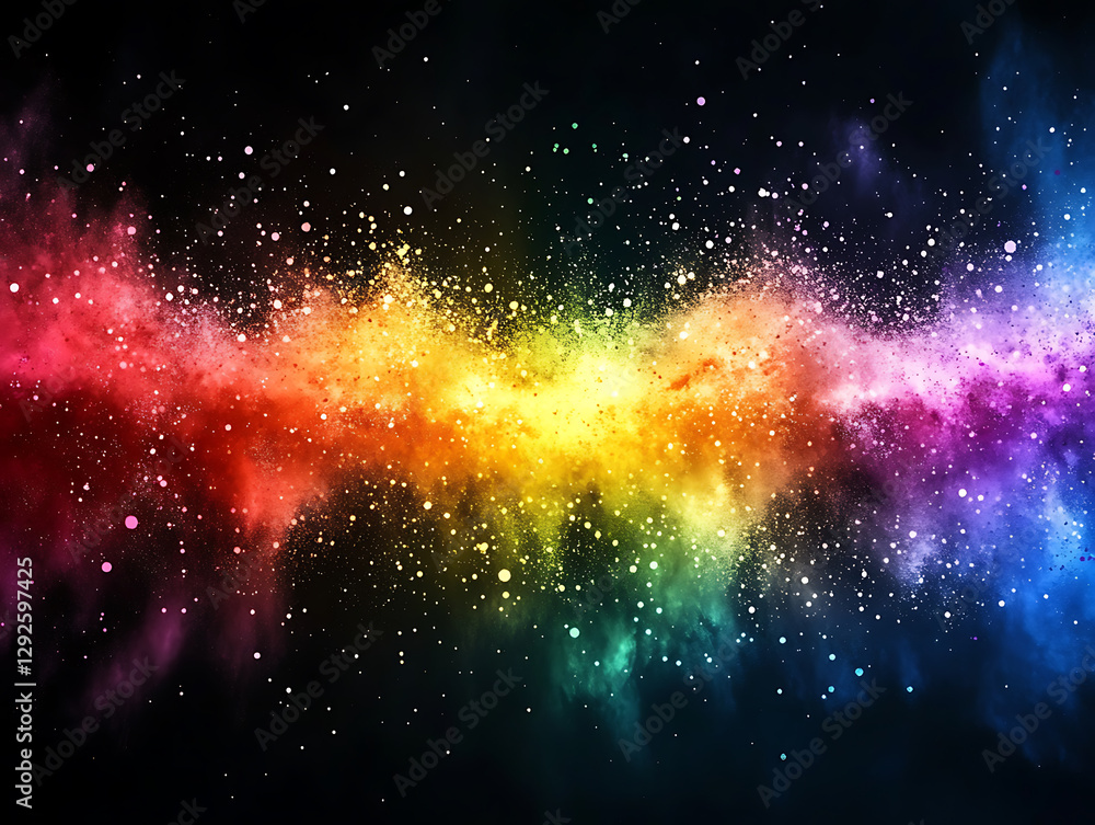 Poster cosmic color explosion outer space digital art starry environment wide angle abstract concept for vi