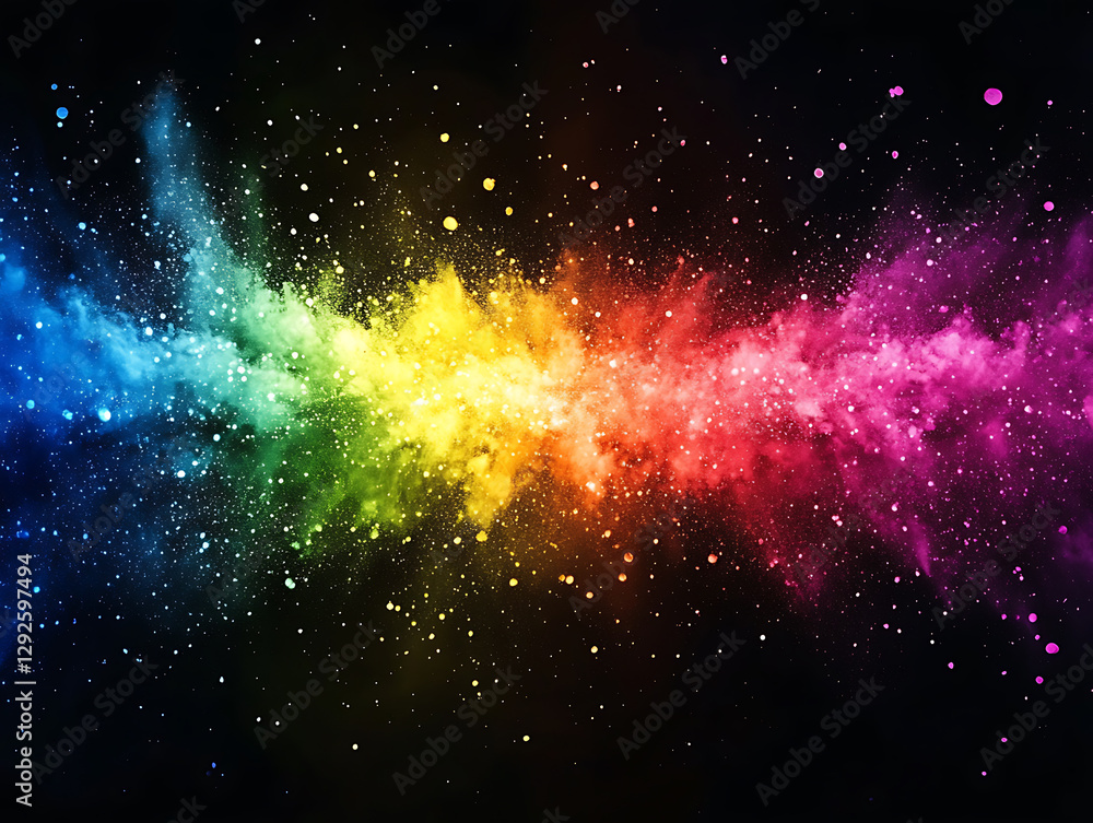 Poster celestial explosion of color outer space digital art cosmic environment wide angle abstract concept