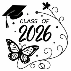 Graduation Day Class of 2026 - Cartoon-Style Vector