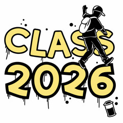 Stylish Class of 2026 Script and Block Lettering Vector
