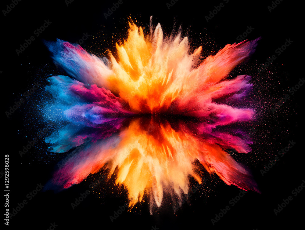 Poster explosive colorful burst abstract art visual artwork black background dynamic viewpoint creative con