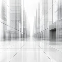 Fototapeta premium Futuristic Cityscape with Transparent Buildings and Light Reflections Creating a Dreamlike Urban Environment