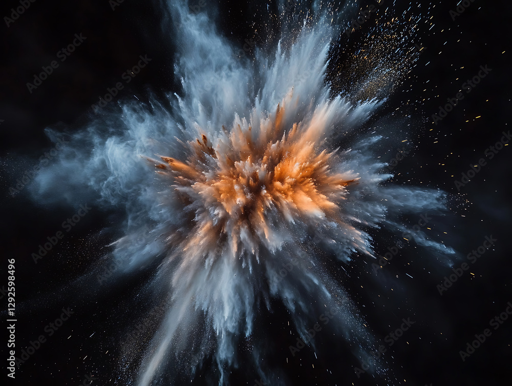 Poster dramatic explosion visuals abstract space high-resolution image dark background artistic perspective