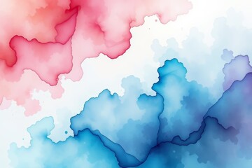 there is a painting of a blue and pink cloud with a white background