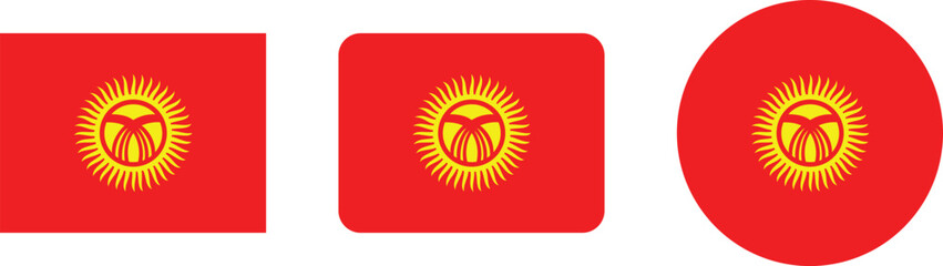 Kyrgyz Republic Flag in Square and Circle Formats