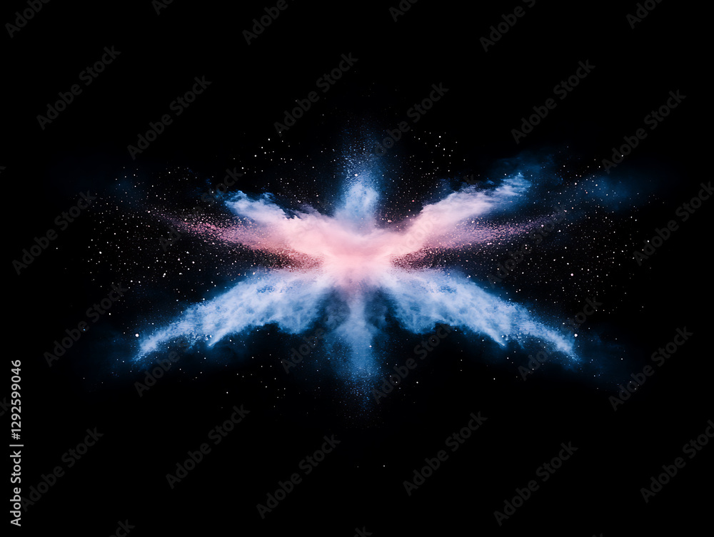Poster cosmic explosion of colorful nebulae outer space digital art dark background abstract concept