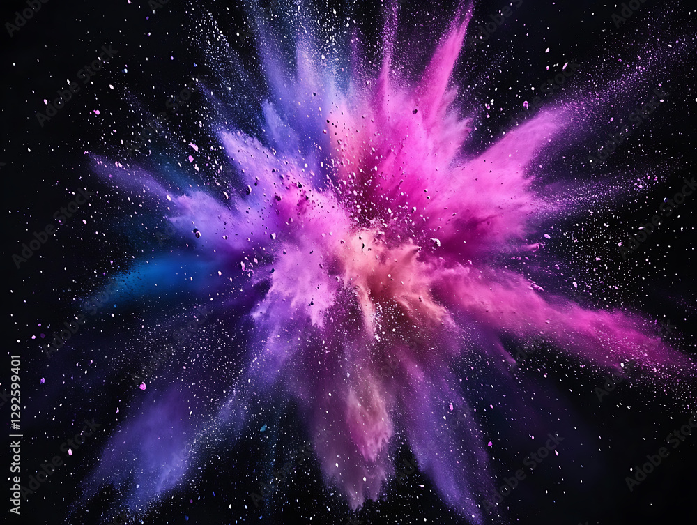 Aufkleber Vibrant color explosion abstract art digital creation dark background dynamic viewpoint visual concept