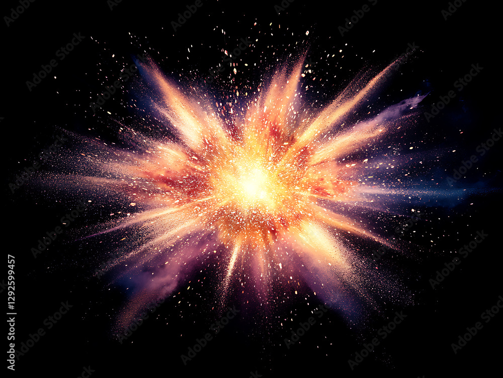 Poster cosmic explosion event outer space digital art dark background abstract concept
