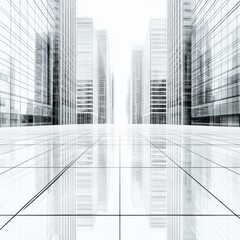 Fototapeta premium Modern Cityscape with Skyscrapers and Glass Facades Reflecting Light in Urban Environment for Architectural and Design Projects