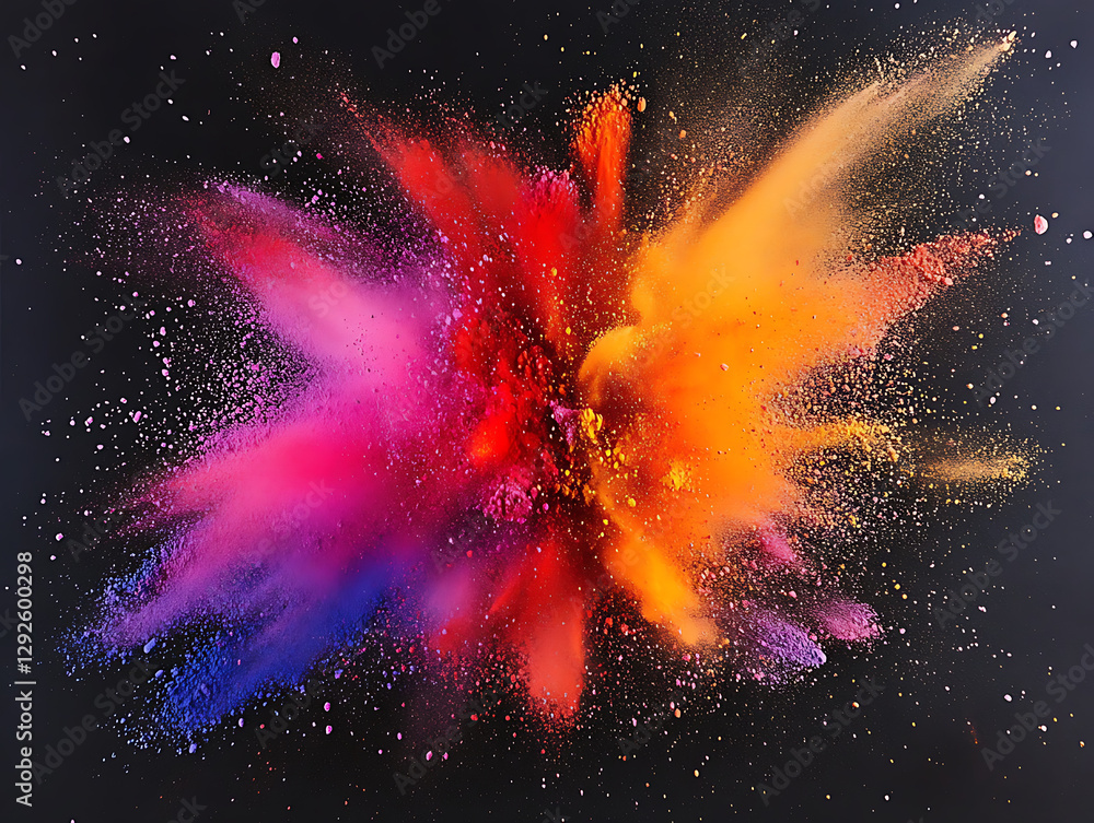 Poster explosive color burst art studio abstract photography dark background dynamic viewpoint vibrant conc