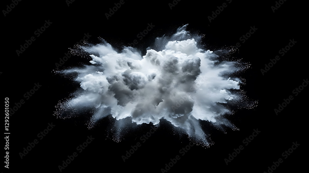 Poster dynamic cloud explosion abstract space digital art dark environment high perspective visual concept