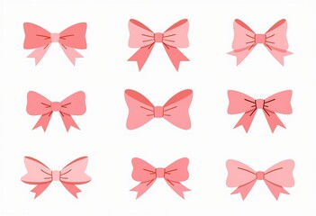 Sweet Pastel Pink Bow Vector Set: Perfect for Baby Showers, Greeting Cards, T-Shirt Designs, and Charming Nursery Wall Art

